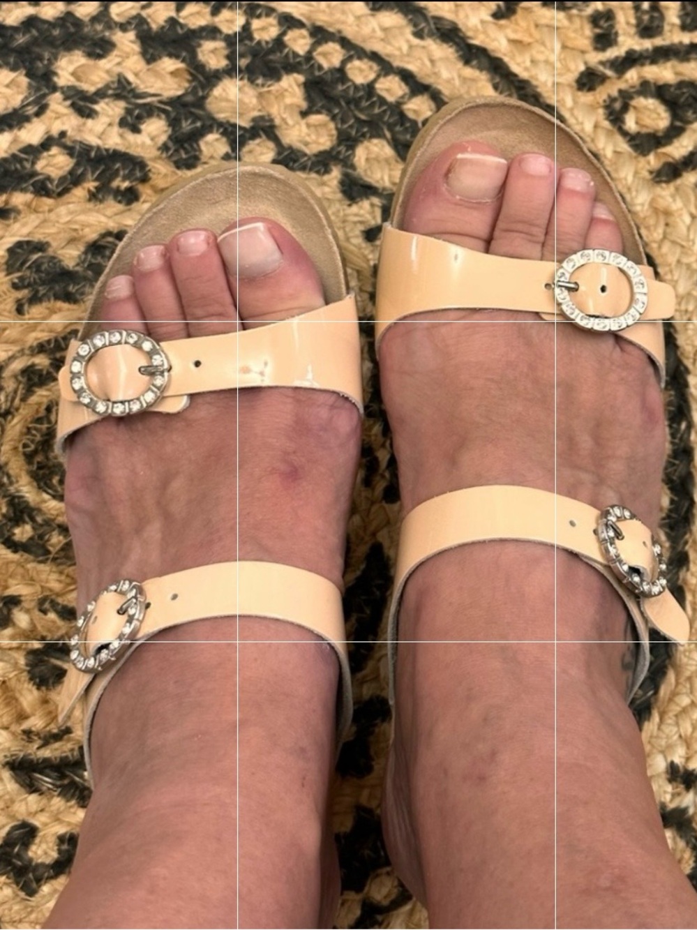 Sz 37(7.5)⭐️New Mephisto Lidia Nude Crystal Patent Leather Wedge.⭐️See Reference
